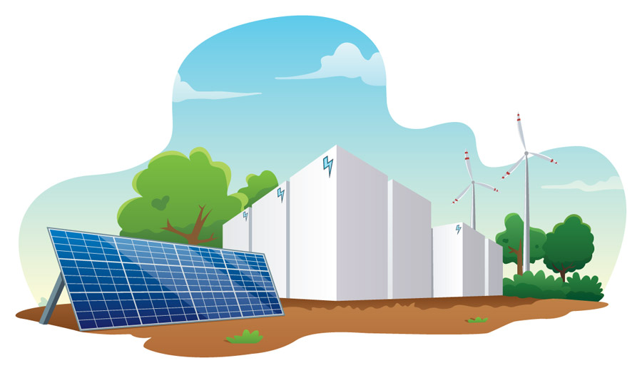 Illustration of large energy storage system