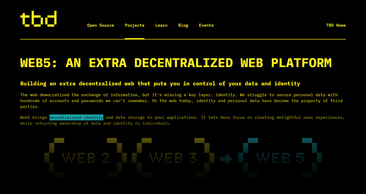 TBD WEB5, AN EXTRA DECENTRALIZED WEB PLATFORM