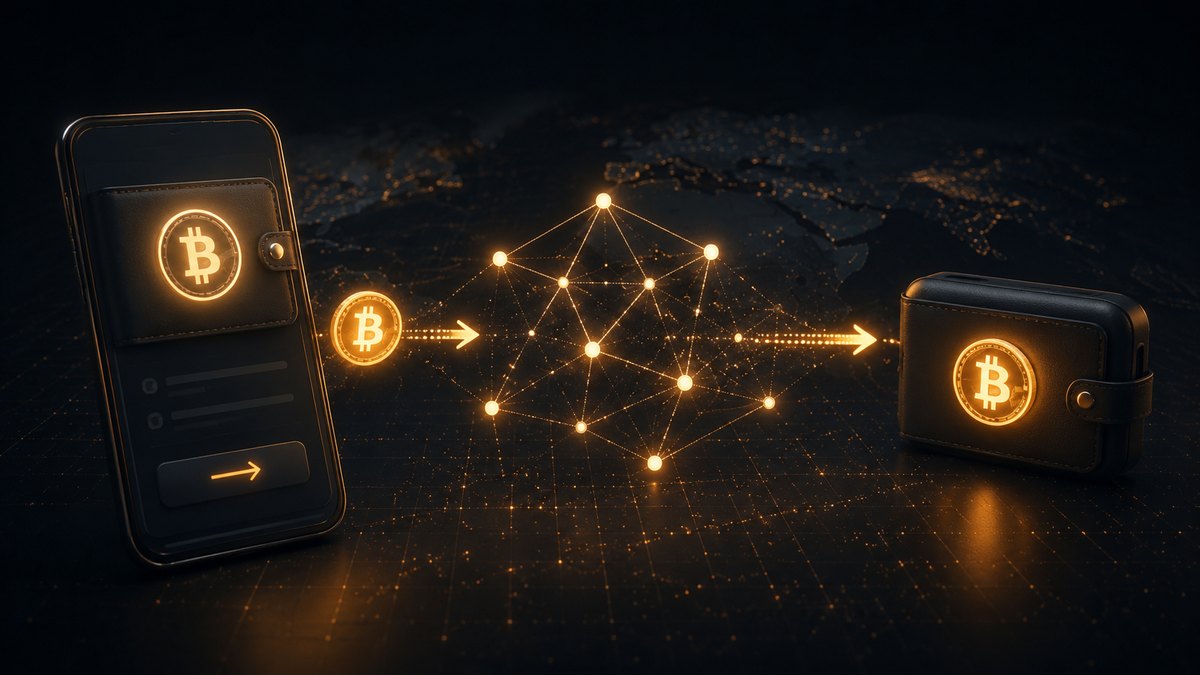 Bitcoin wallet and smartphone connected through a digital network